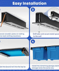 Installation steps for Overhead Garage Storage Rack System For Ceiling Mounted Storage, Heavy Duty Ceiling Rails For 27 Gallon Totes, Tote Storage Rack In Black, 6 Sets For 5 Bins.