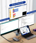 3 monitors displaying Arduino, Blockly, Python programming interfaces with a laptop for 5DOF Smart Robot Arm And 4WD Remote Control Car Kit