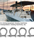 Top Shelf 4Pack 304 Stainless Steel Bow Shackles With Screw Pin D Anchor, heavy duty rigging hardware with boats in background.