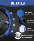 Slick Microfiber Leather Steering Wheel Cover Universal 14.5 To 15 Inch with raised cushions and TPR inner rubber design.