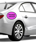 Car with magnetic trainee driver sign attached
