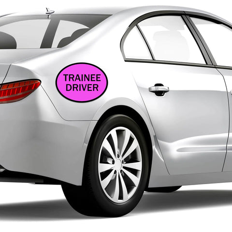 Car with magnetic trainee driver sign attached