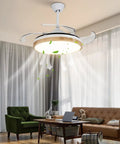 Ceiling Fan with Light 42 Inch Wireless Control Illuminated Fan for Living in modern living room with green chair and sofa.