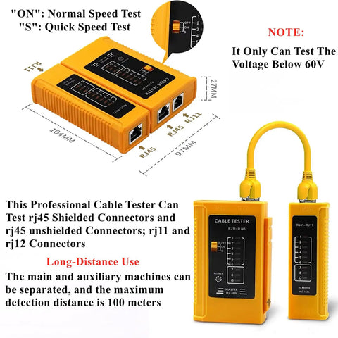 Pro Grade RJ45 Crimp Tool Kit With Pass Through Connectors For Cat7 Cat6a Cat6 Cat5e Cat5 Includes network tester device