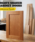 3 Piece Shaker Cabinet Door Router Bit Set With Height Matched Bits for shaker cabinet door on wooden workbench