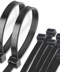 Heavy Hitting 30 Inch Black Zip Ties With 200 Lbs Grip Thick Cable Ties And Extra Long Nylon Tie Wraps For Yard Chores Electrical Setup And Garage Grind Durable 28 Pack Built Tough - close-up of black nylon cable ties