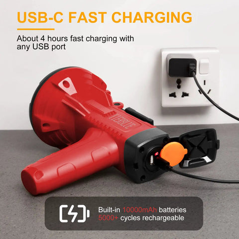 Beast Bright Rechargeable Spotlight Flashlight With 200 Lumen High Mode IP66 Waterproof charging via USB-C port