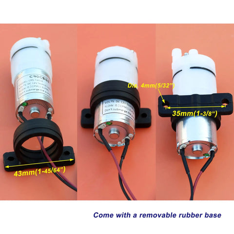 12V DC Mini Food Grade Self Priming Diaphragm Water Transfer Pump One Point Three Liters Per Minute with removable rubber base