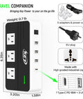 230W Step Down Voltage Converter 220V To 110V With USB C Port 18W Travel Adapter Worldwide 5 Socket UK US AU EU IN