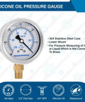 MeasureMan 2.5-inch HVAC compound gauge with stainless steel case, silicone oil-filled, 1/4 NPT lower mount