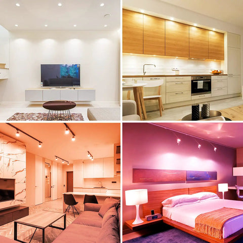 Living room and kitchen with GU10 Smart RGB LED Bulbs Pack of 4 No Hub Required Dimmable Via App Works with Alexa and Google Assistant