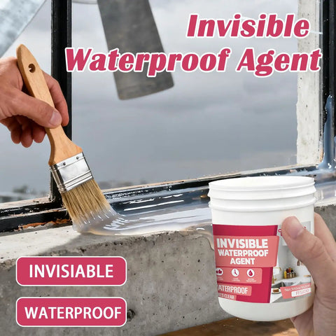 Heavy Duty Transparent Waterproof Sealant And Clear Invisible Liquid Coating For Roofs Walls Garden Bathroom Kitchen Blocks Moisture And Seals Cracks Indoors Or Outdoors No Sweat, applied with a brush on a window frame.