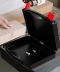 Top Tier Portable Tool Organizer Box With Sturdy Handle, Drop Guard Plastic Toolbox For Garage Mods And Vehicle Fixes, No Sweat Slick Hardware Storage Case with screws inside.