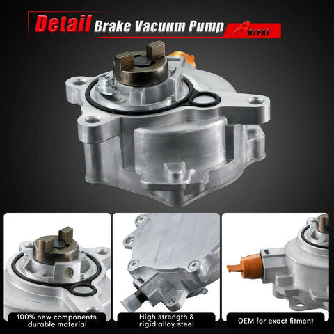 Front view of AOTPAT vacuum brake pump, aluminum housing, O-ring seal, orange connector