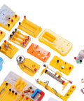 Hands On Electricity And Magnetism Lab Kit With Over 68 Projects, Circuits, Ohms Law, Electromagnet, Motors, And Storage Box components