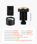 2.5 Inch Brushed Gold Stainless Steel Sink Top Air Switch Kit with black power module, air tube, and disposal button