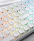Wireless Mechanical Keyboard With Number Pad And Dynamic RGB Lighting Featuring Playful Jelly Cat Keycaps close-up of illuminated keys.