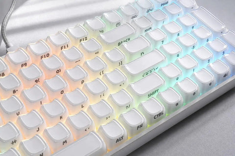 Wireless Mechanical Keyboard With Number Pad And Dynamic RGB Lighting Featuring Playful Jelly Cat Keycaps close-up of illuminated keys.