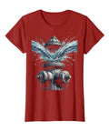 Womens Dope Graphic Tee Featuring A Bold Fire Hydrant Water Burst Firefighter Print In Rich Cranberry Red Relaxed Cotton Crewneck Top For First Responder Street Style Gear Ready In XX Large - front view