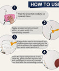 Instructions on using the Complete Drywall Repair Kit With Wall Patch Spackle Paste And Sturdy Plastic Scraper for repairs.