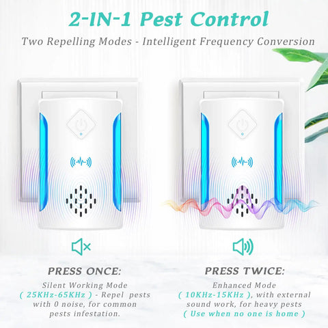 6 Pack Ultrasonic Pest And Insect Repellers For Indoor Use, Dual Mode Plug In Insect Repellent, silent and enhanced mode image