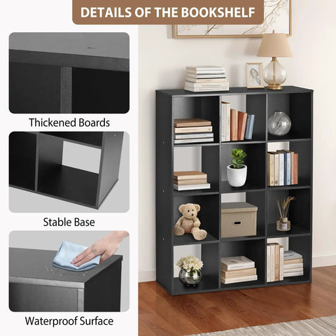 12 Cube Modular Storage Shelf Organizer for Closets and Bins Open Back Bookshelf Cabinet featuring thickened boards and stable base