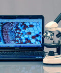 Cordless Monocular Microscope For Home Science And Kid-Friendly Classrooms, 40x-400x Magnification With laptop and sample view