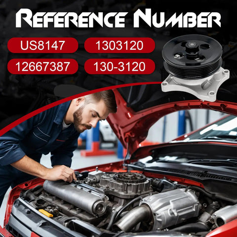 Mechanic working on car engine with focus on Engine Water Pump With Gasket Pulley Replacement For Chevy Cruze GMC Terrain 12667387