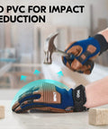 Leather Heavy Duty Work Gloves For Mechanics And DIY Pros With Impact Resistance hammer use, size large, blue, anti-vibration