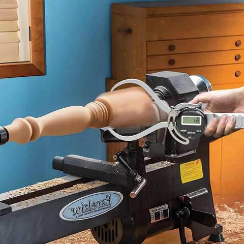Digital Outside Caliper Gauge 0 To 6 Inches With Metric, Fractional, And Decimal Readings measuring wood on lathe