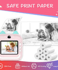 6 Rolls Instant Camera Print Paper Refill For HD Photos, Glossy Thermal Paper With Durable White Finish, Rich Color Quality, Long Lasting Prints, No Fuss Replacement, pack shown with instant camera and rolls