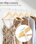 Ten Pack Heavy Duty Solid Birch Wood Coat Hangers With 360 Degree Swivel Hooks And Pant Bar For Jackets Dresses Shirts