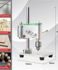 Straight Up Hella Precise Mini Bench Drill Micro Drilling Machine With Adjustable Speed Adapter For Diy Furniture Woodworking Plastics Aluminum And Composite Panels, 180mm tall, silver aluminum frame.