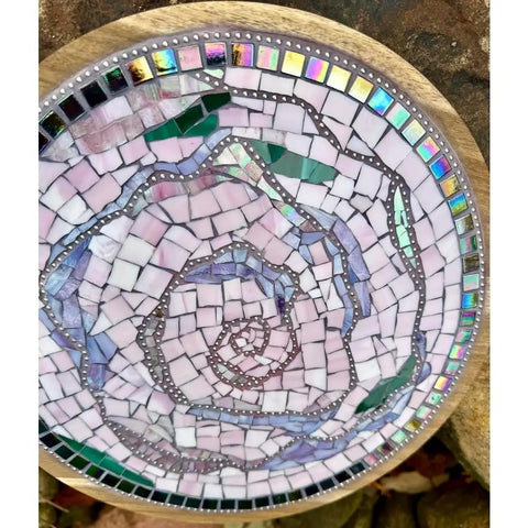 Handmade Broken Glass Mosaic Lazy Susan Centerpiece For Kitchen And Dining Table 10 Inch Turntable With Artsy Finish