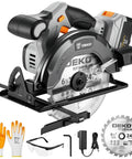 Heavy Duty 20V Cordless Circular Saw Arrives Loaded With Reliable Battery And Plug Pack Pushing A Robust 4500 Rpm No Load Speed with accessories.