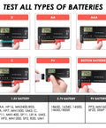 Easy Read Battery Checker Digital Capacity Tester For AA AAA C D 9V 1.5V Button Cells And 3.7V Li Batteries Fast Health Readout Dope Gadget For Home Shop And DIY Tech, handheld black battery tester