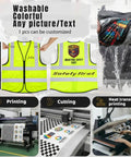 Image showing Straight Up Heavy Duty High Visibility Reflective Safety Vest With Custom Logo Printing For Outdoor Crews, bright yellow, customizable.