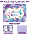 13 Inch Mermaid Birthday Gift Bag With Handle For Kids Party, Purple Gift Bag With Tissue Paper And Card Included, large mermaid theme