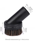 Long Horse Hair Vacuum Brush With Universal Connector For 25Mm, 32Mm, And 35Mm Hose showing brush dimensions and horsehair bristles.