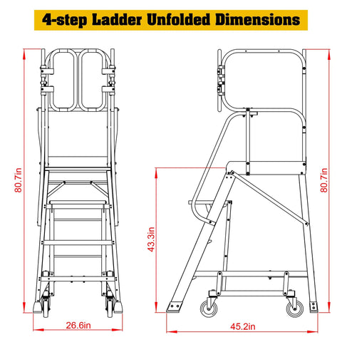 Heavy Duty Aluminum Rolling Platform Ladder With Rock Solid 360 Guardrail And Quick Move Wheels For No Sweat Job Site Transfers And Tough As Nails Safety Performance