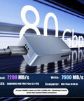 Next Level 80Gbps M.2 NVMe SSD Enclosure Packed With Intel JHL9480 B2 Chipset showcasing sleek design and Thunderbolt connection.