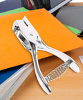 Manual Single Hole Paper Puncher for Office and School, 8 Sheet Capacity, Portable Handheld Hole Punch Tool, Silver Oval Puncher
