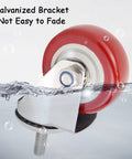 Heavy Duty 3/4/5in Swivel Caster Wheels Set of 4 360° Industrial PU Silent Threaded Stem Casters for Shopping Carts Furniture and Equipment (10x30mm) with galvanized bracket submerged in water.