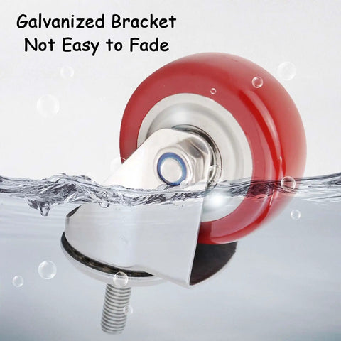 Heavy Duty 3/4/5in Swivel Caster Wheels Set of 4 360° Industrial PU Silent Threaded Stem Casters for Shopping Carts Furniture and Equipment (10x30mm) with galvanized bracket submerged in water.