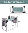 Dimensions of Go To Garden Kneeler And Seat Foldable Gardening Stool with 2 Tool Pouches and EVA Foam Pad in green.