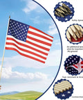 Hand holding an American flag from All American Flags On Sticks 12 By 18 Inch 12 Pack With 6 World Cup Themed Flags against a blue sky.