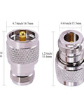 2 Pack UHF PL259 Male To N Female Straight Coax Adapter RF Coaxial Connector, silver, dimensions shown, for CB Ham Radio use