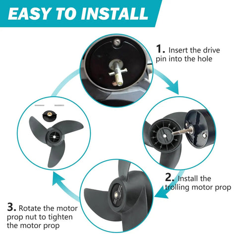 Installation steps for Go To Three Blade Trolling Motor Propeller Replacement For Machete III 3.5 Inch Hub Small Boat Motor