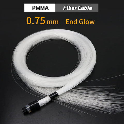 Dope PMMA Fiber Optic Cable Strands 0.75mm 3m End Glow For Star Sky Ceiling Decoration And DIY Lighting Kit Coiled
