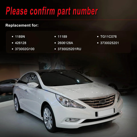 Hyundai Sonata with text highlighting alternator part numbers for Alternator Replacement For Hyundai Sonata 2006-2010 Optima 2006-2010